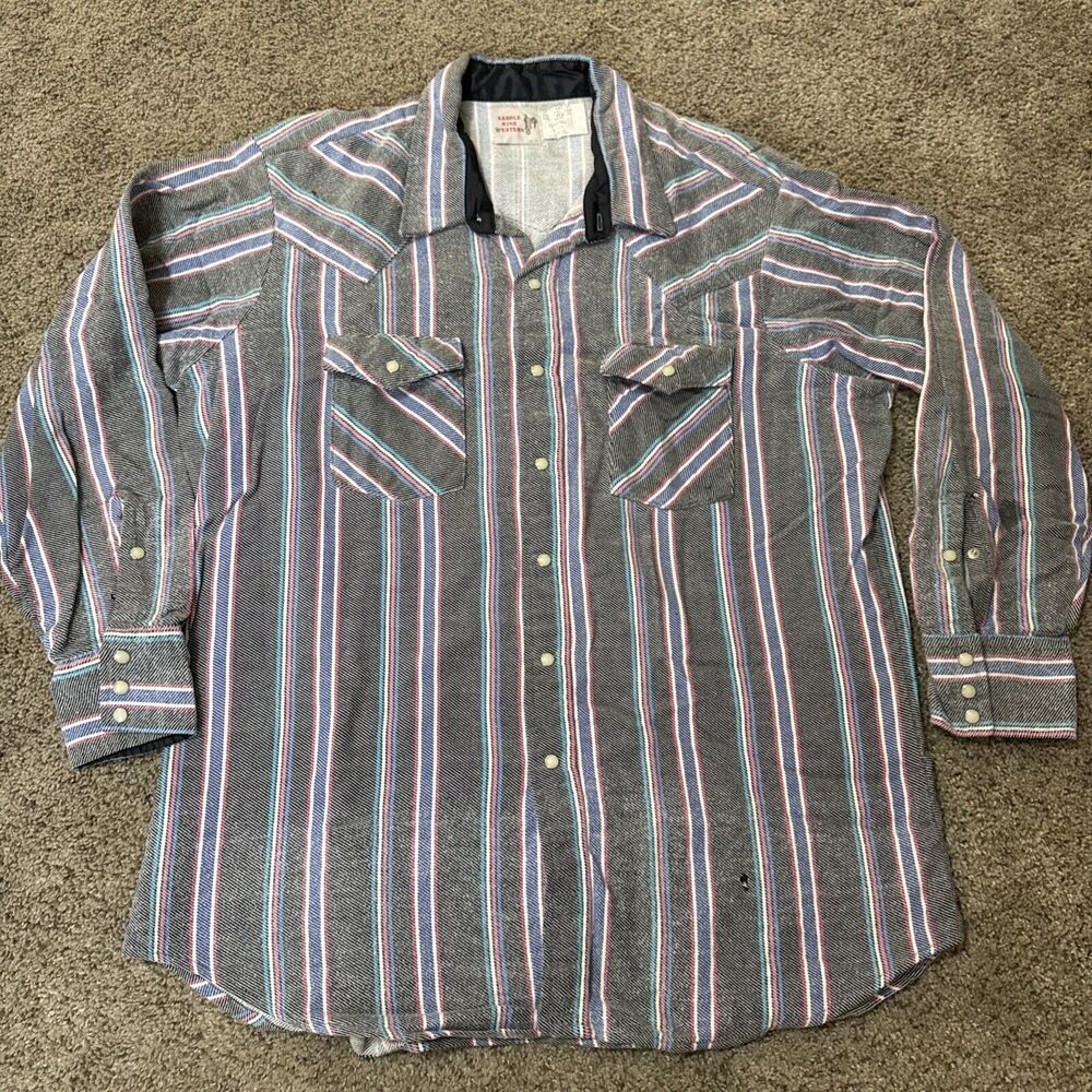 Vintage Saddle King Western Flannel Mens 2XL‎ Flannel Pearl Snap Heavyweight XXL